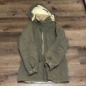 L.L. bean green coat with removable‎ hood medium